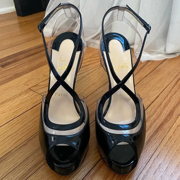 *PRICE DROP* Christian Louboutin Patent 120mm Platform Peep Toe Pump - Picture 3 of 5